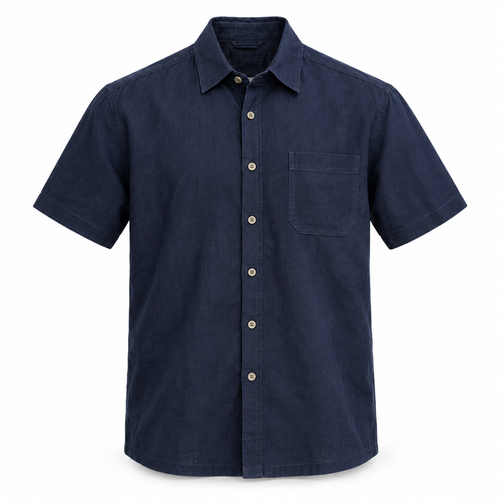 Luansky AI white product card — camisa-lino-hombre-manga-corta-tradicional