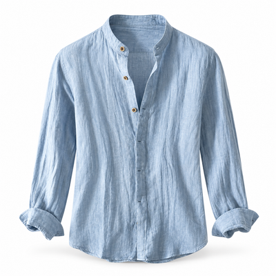 Luansky AI white product card — camisa-lino-hombre-manga-larga-clasica