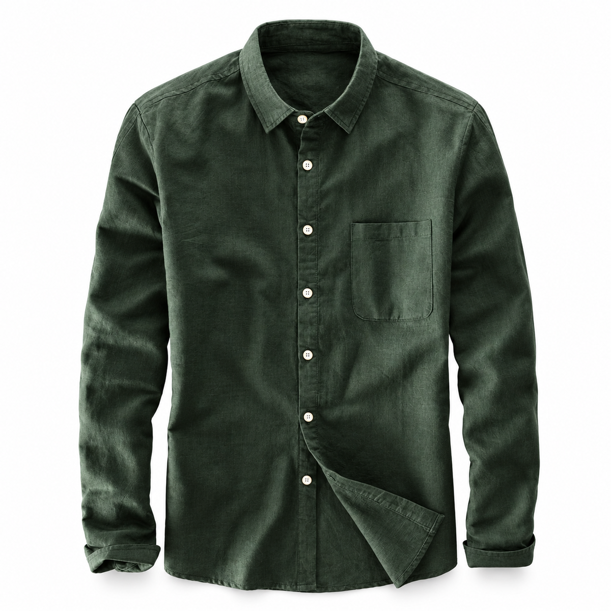 Luansky AI white product card — camisa-lino-hombre-manga-larga-tradicional