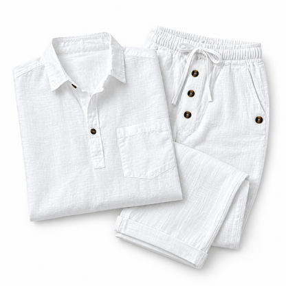 Luansky AI white card — camisa-y-pantalon-de-lino
