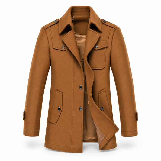 Luansky AI white product card — chaqueta-lana-hombre-trench-slim