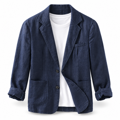 Luansky AI white product card — chaqueta-lino-hombre