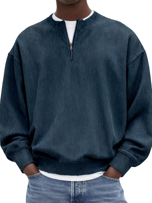 Kit loungewear hombre azul marino, cuello alto de corduroy