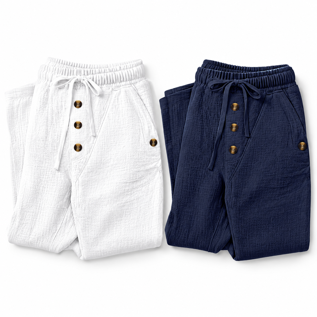 Kit Costa — Pantalón de Lino Blanco, Pantalón de Lino Azul Marino