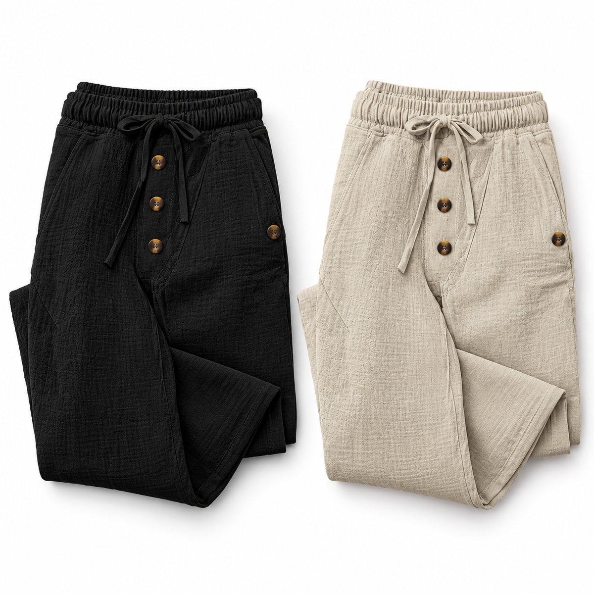 Kit Fondo — Pantalón de Lino Negro, Pantalón de Lino Caqui