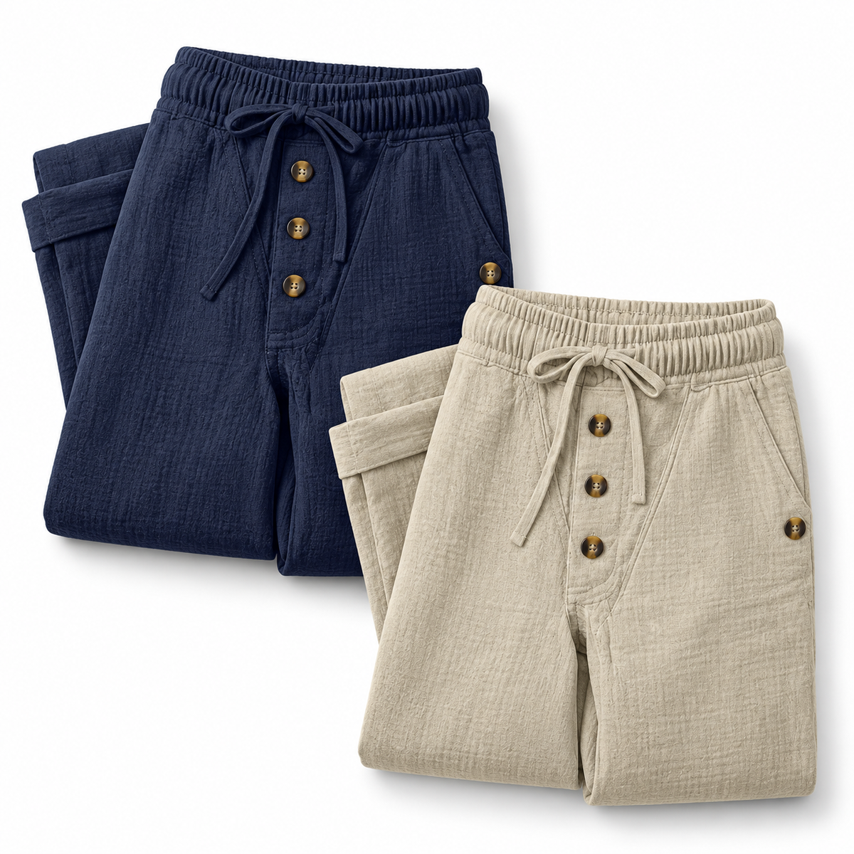 Kit Taller — Pantalón de Lino Azul Marino, Pantalón de Lino Caqui