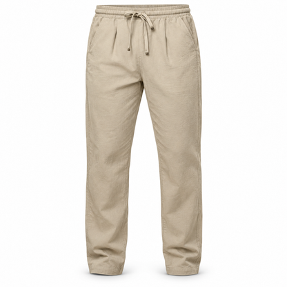 Luansky AI white product card — pantalon-algodon-hombre-corte-suelto-tradicional
