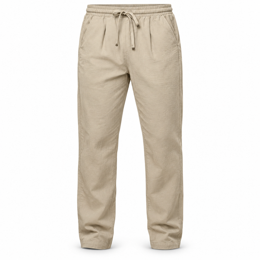 Luansky AI white product card — pantalon-algodon-hombre-corte-suelto-tradicional