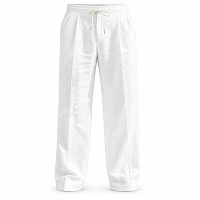 Luansky AI white product card — pantalon-lino-hombre-corte-suelto-clasico