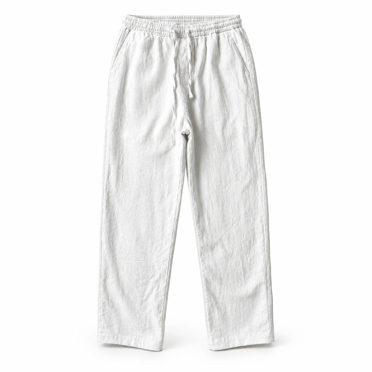 Luansky AI white product card — pantalon-lino-hombre-corte-suelto-tonos-oscuros