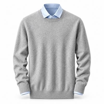 Luansky AI white product card — sweater-cashmere-hombre-cuello-v-redondo