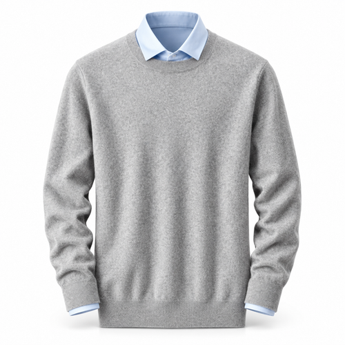 Luansky AI white product card — sweater-cashmere-hombre-cuello-v-redondo