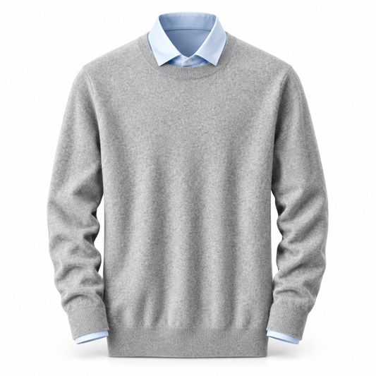 Luansky AI white product card — sweater-cashmere-hombre-cuello-v-redondo