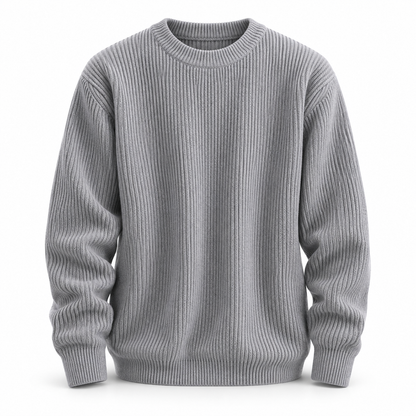 Luansky AI white product card — sweater-hombre-cuello-redondo-corte-suelto
