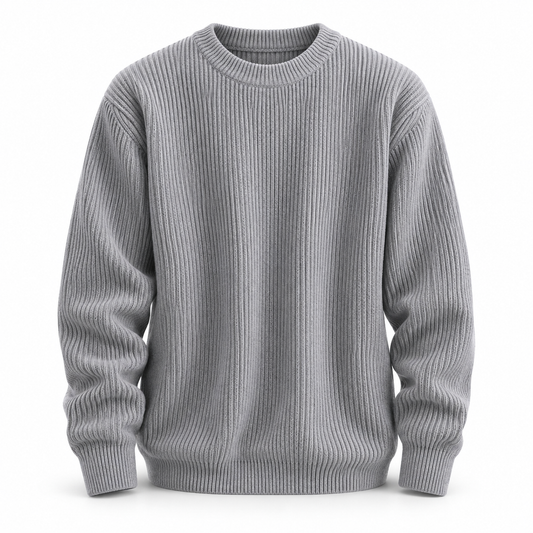 Luansky AI white product card — sweater-hombre-cuello-redondo-corte-suelto